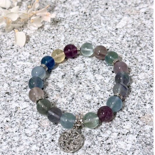 Tree Of Life Rainbow Fluorite Crystal Bracelet Box
