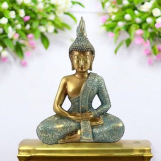 Aqua/Gold Resting Rulai Buddha