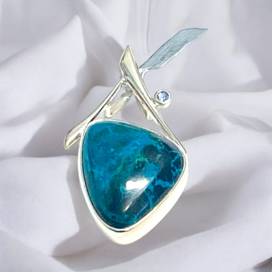 Chrysocolla & Blue Topaz Pendant Silver
