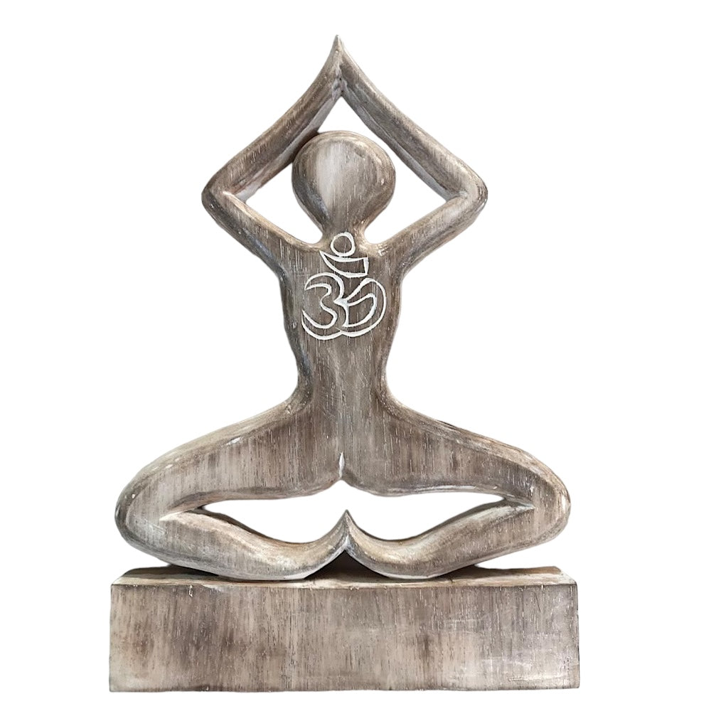 Om Yogi Wood Carved Boho on Stand