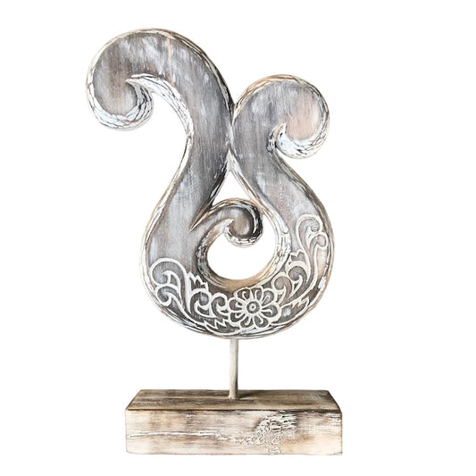 Om Wood Carved on Stand