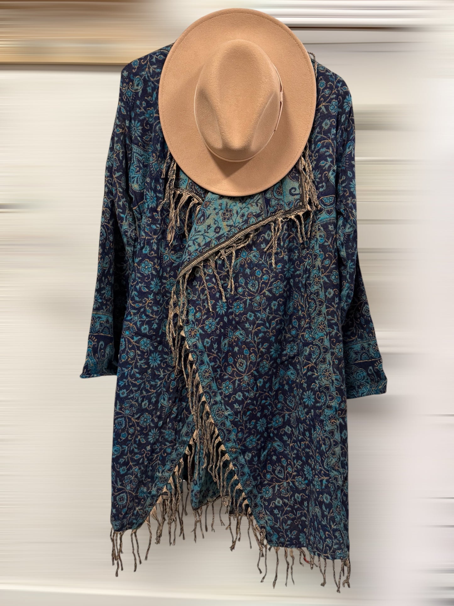 Paisley Wool Long Cardigan Jacket
