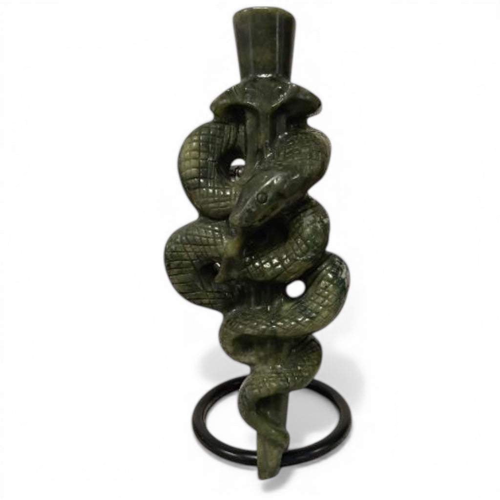 Serpentine Serpent Snake with Dagger on Stand
