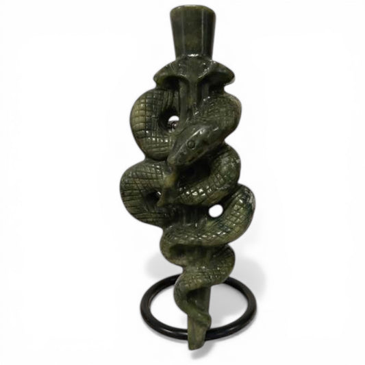 Serpentine Serpent Snake with Dagger on Stand