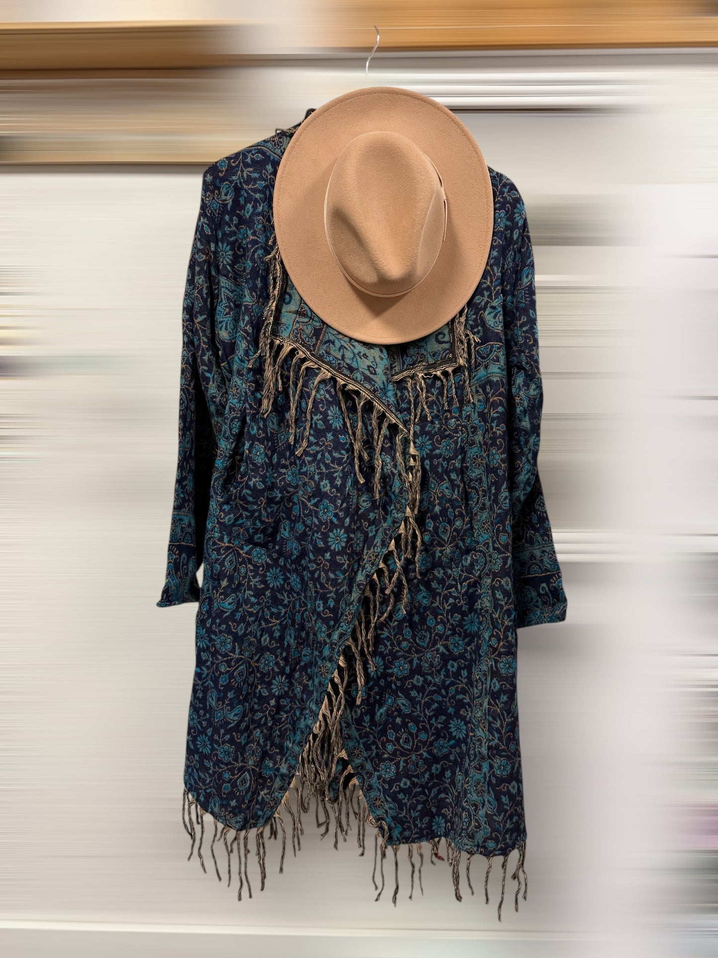 Paisley Wool Long Cardigan Jacket