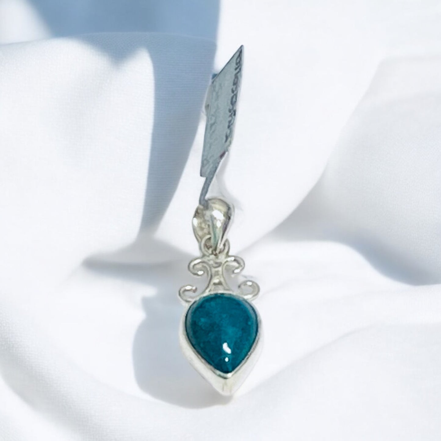 Chrysocolla Teardrop Pendant Silver