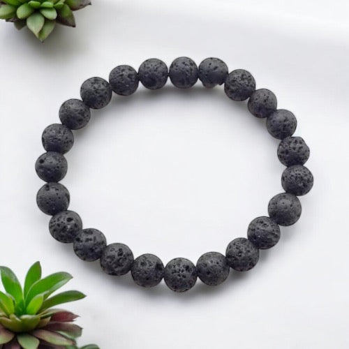 Lava Stone Crystal Bead Bracelet