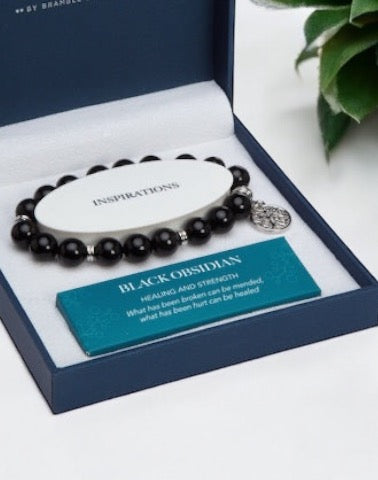 Tree Of Life Black Obsidian Crystal Bracelet