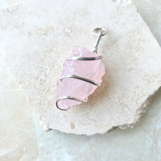 Raw Spiral Wire Wrapped Pendant