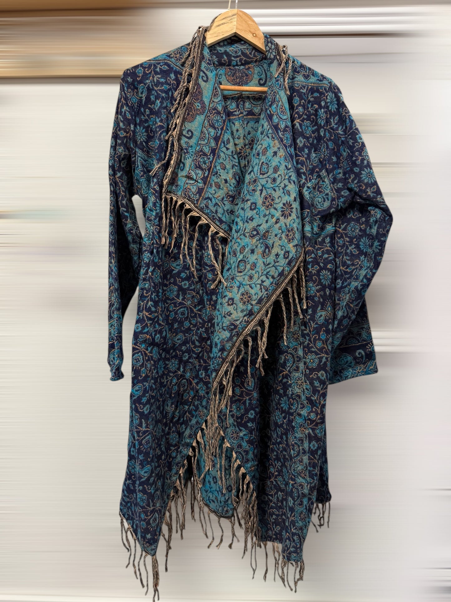 Paisley Wool Long Cardigan Jacket