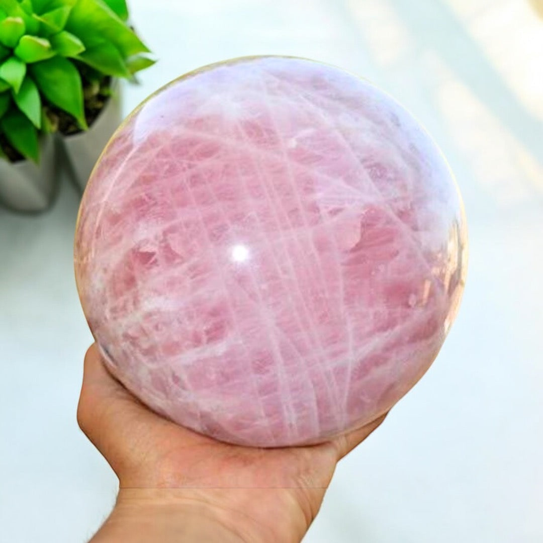 Rose Quartz Crystal Sphere with Stand - Large