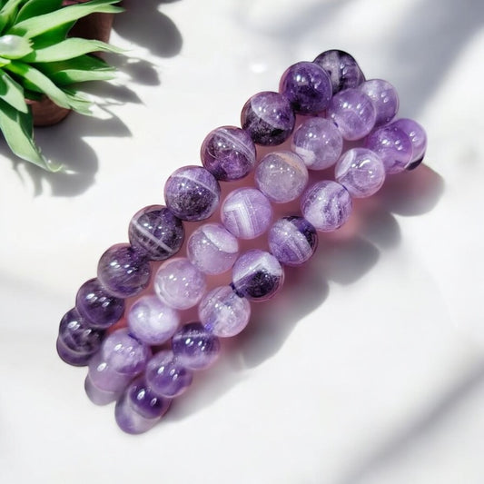 Chevron Amethyst Bead Crystal Bracelet