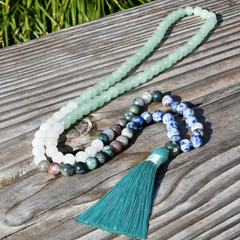 Bohemian Style Chrysocolla  Aventurine Sodalite Mala