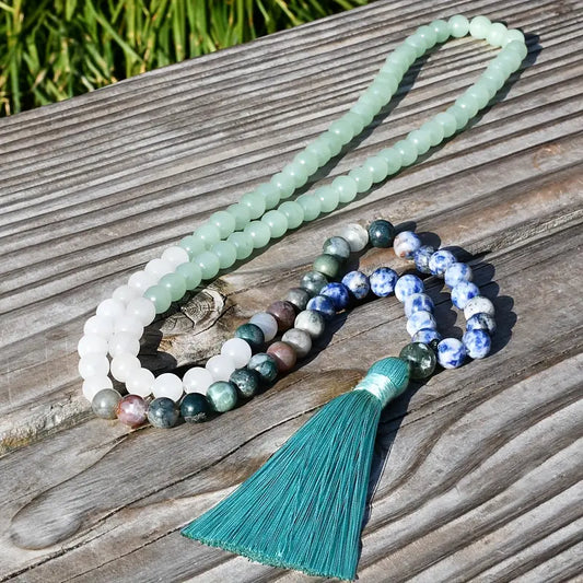 Bohemian Style Chrysocolla  Aventurine Sodalite Mala