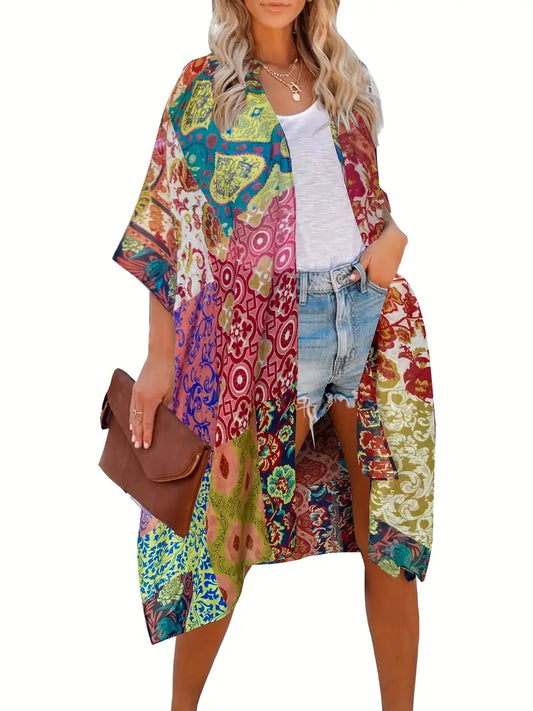 Bohemian Multi Coloured Tunic Wrap