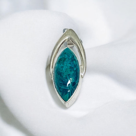 Chrysocolla Diamond Shape Pendant Silver