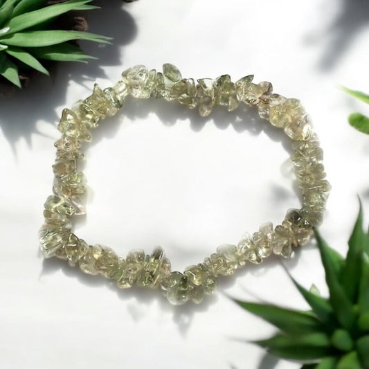 Green Amethyst Crystal Chip Bracelet