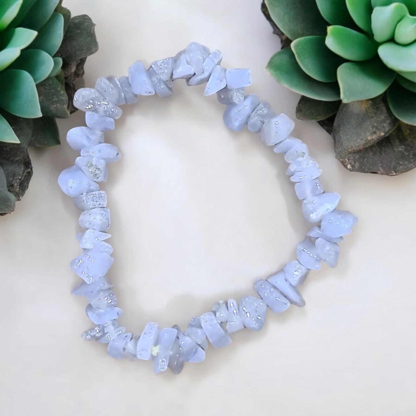 Blue Lace Agate Crystal Chip Bracelet