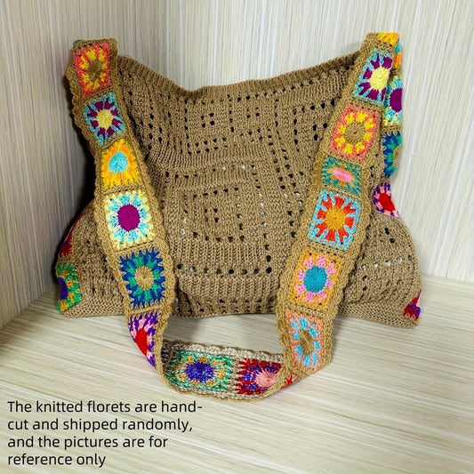 Crochet Handbag Natural With Coloured Shoulder Strap