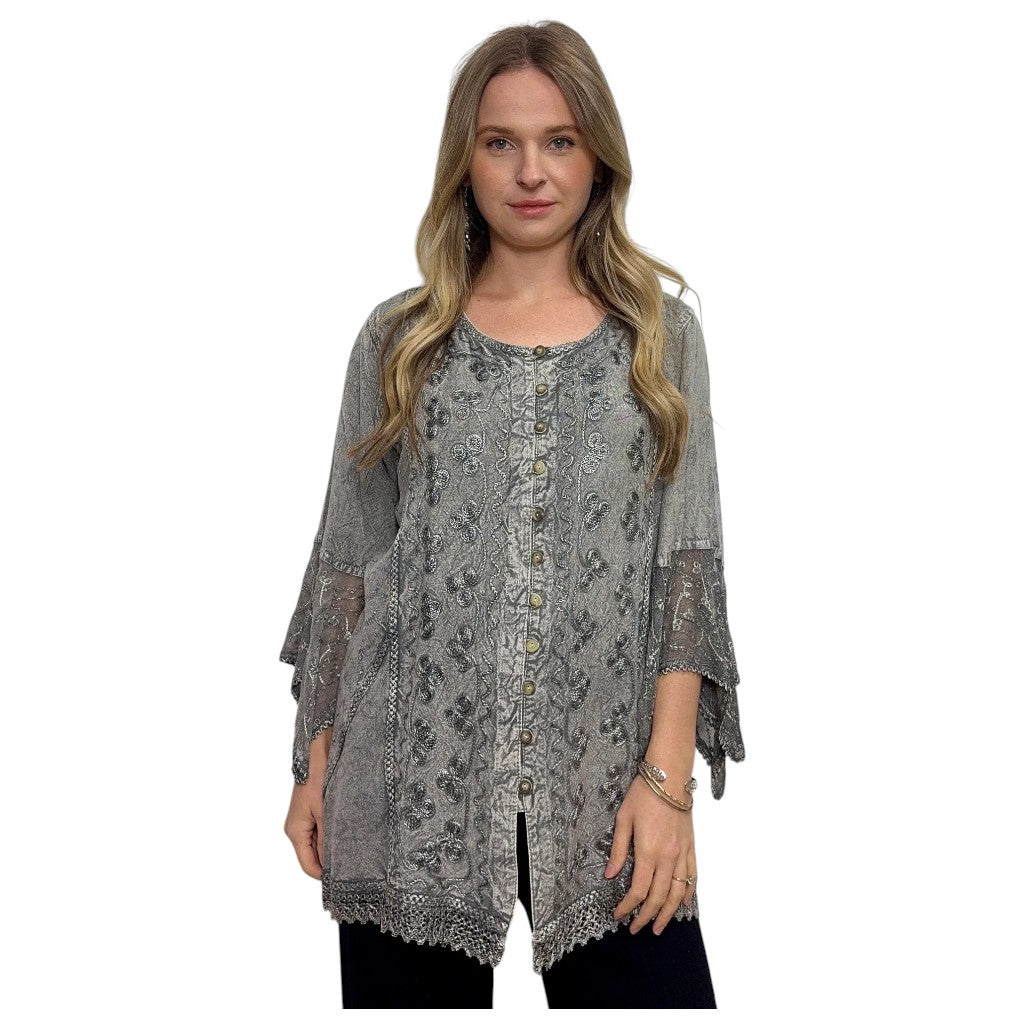 Brianne Stonewash Long Sleeve Blouse