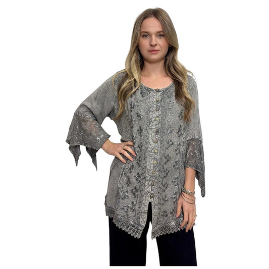 Brianne Stonewash Long Sleeve Blouse