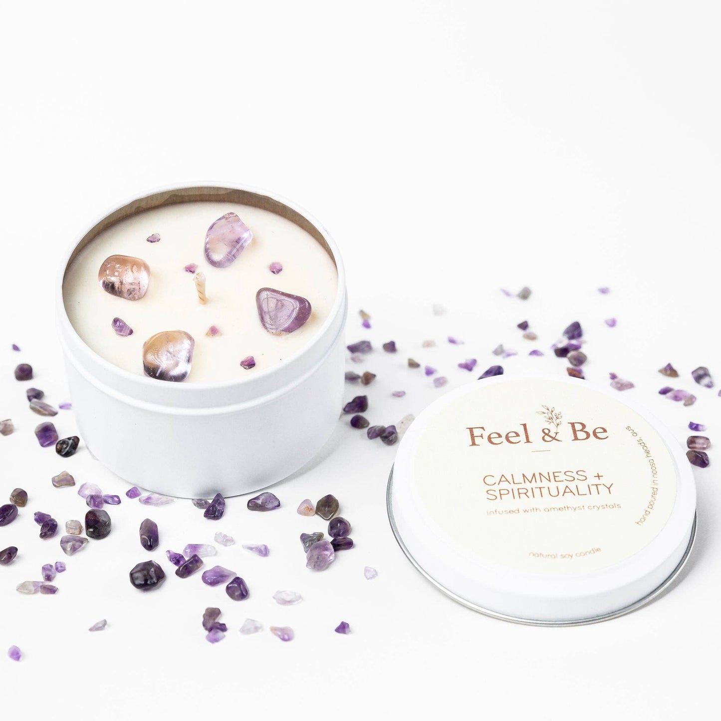 Amethyst Candle - CALMNESS SPIRITUALITY - Lavender Ylang Ylang: Glass (comes in a box)