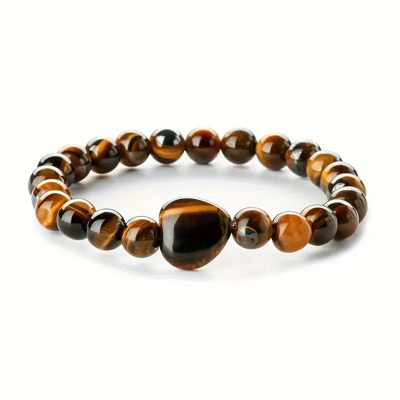 Tiger Eye Heart Bead Bracelet