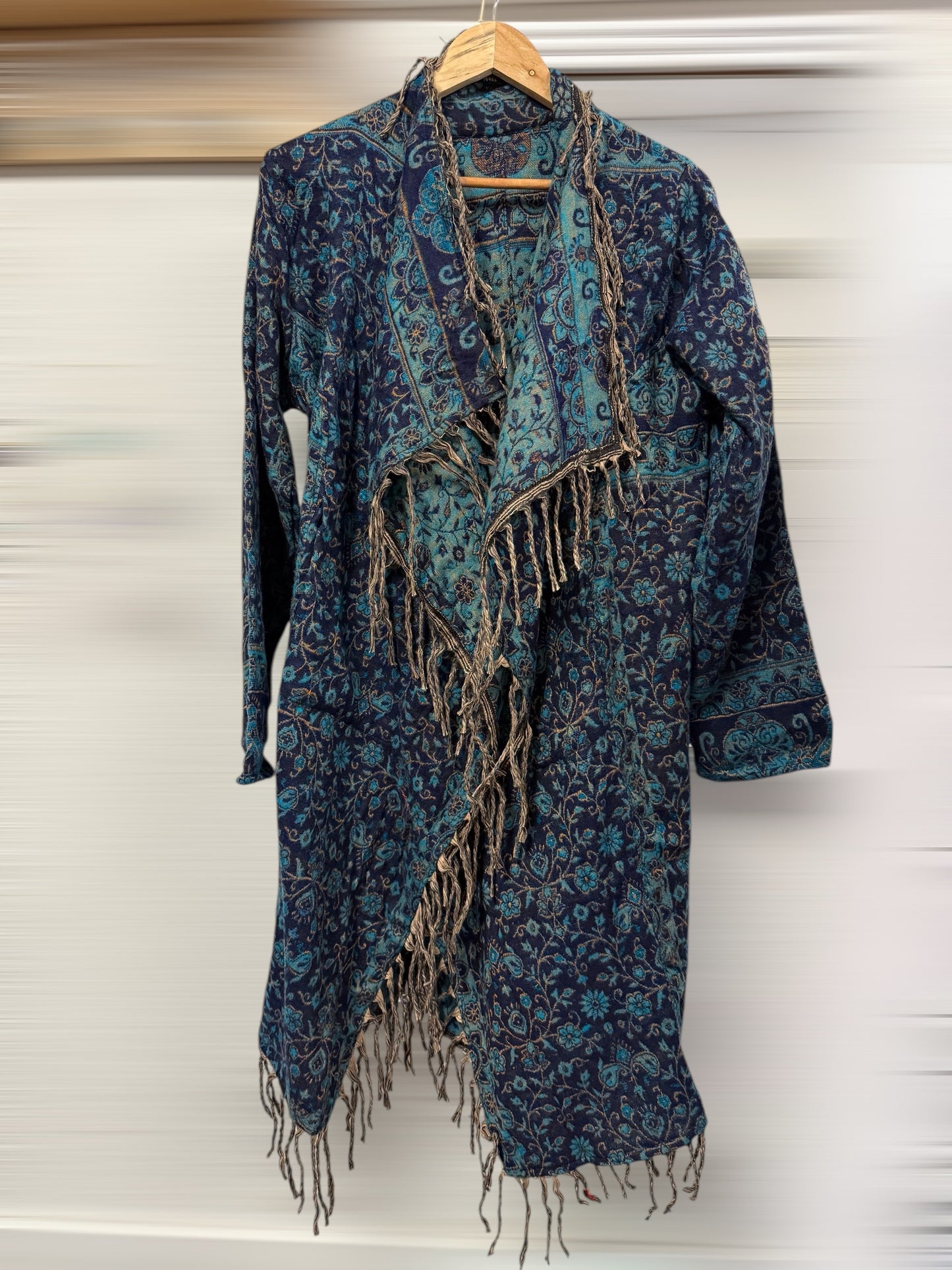 Paisley Wool Long Cardigan Jacket