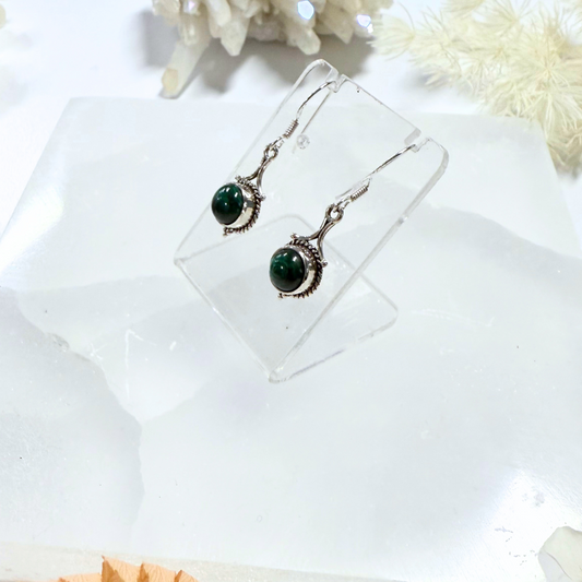 Malachite Silver Earrings