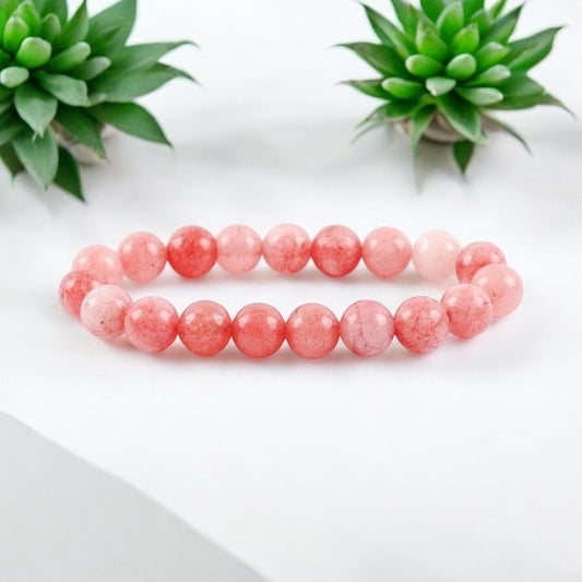 Cherry Quartz Crystal Bead Bracelet