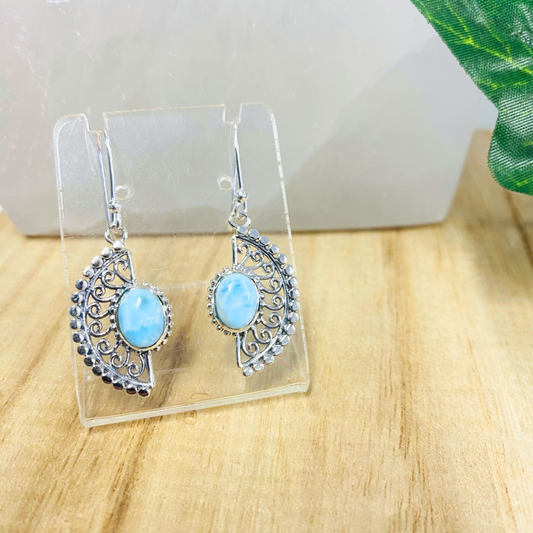 Larimar Queen Silver Earrings