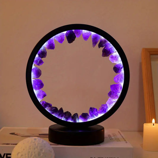 Amethyst Crystal Circular Lamp