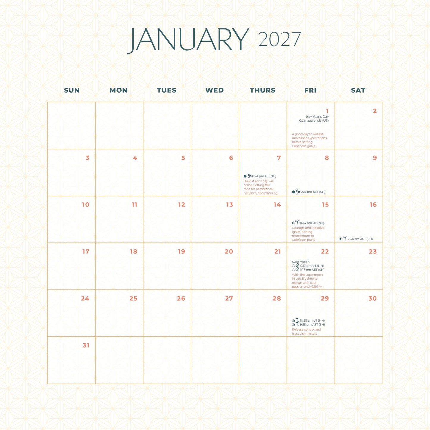 2027 Moon Wall Calendar