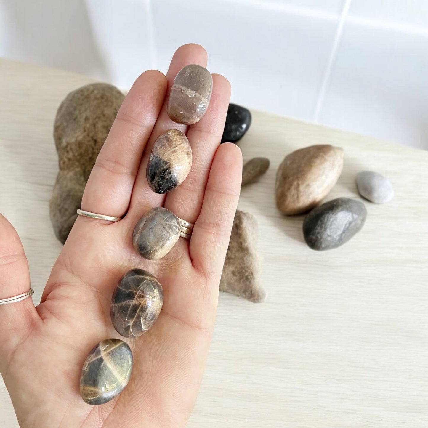 Black Moonstone Tumble ~ Manifesting & Psychic Protection