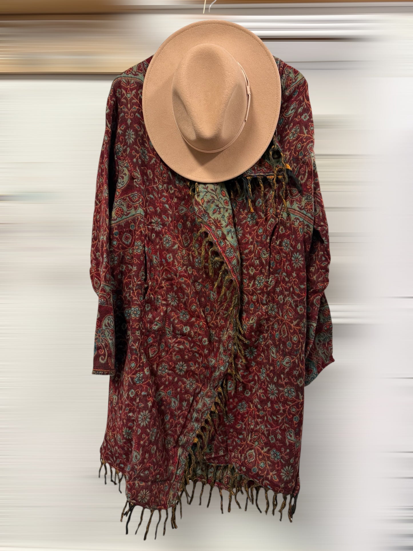 Paisley Wool Long Cardigan Jacket