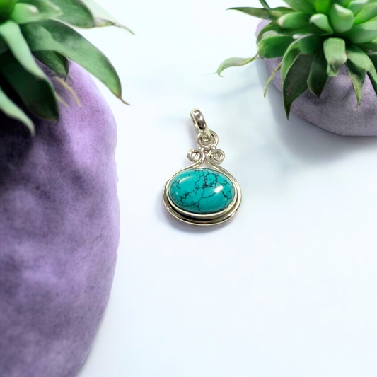 Turquoise Oval Pendant Silver
