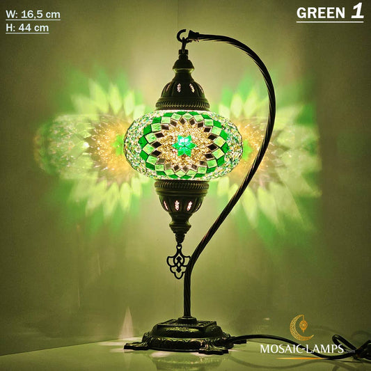 Turkish Mosaic Lamp - Gooseneck GREEN 1