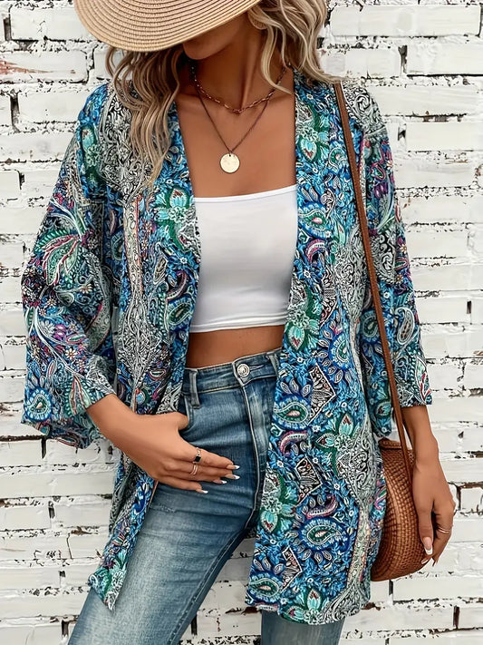 Paisley Kimono Bohemian Aqua Tunic