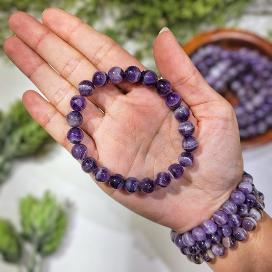 Chevron Amethyst Bead Crystal Bracelet