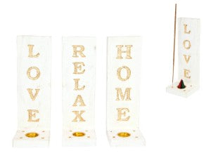 White Wash Incense Tower with Wording