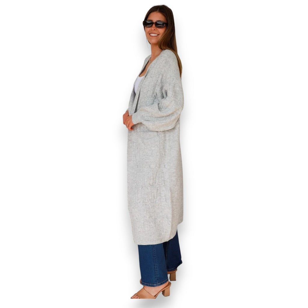 Divine Comfort Supersoft Cardi Long Knit Grey