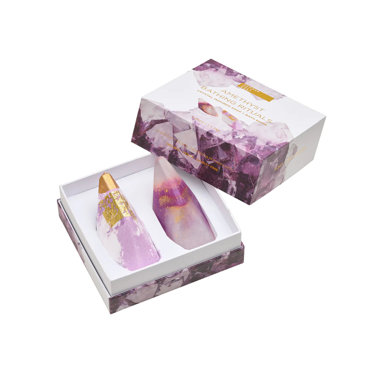 Amethyst Bathing Rituals 2 Pack ~ Bath Bomb & Crystal Soap