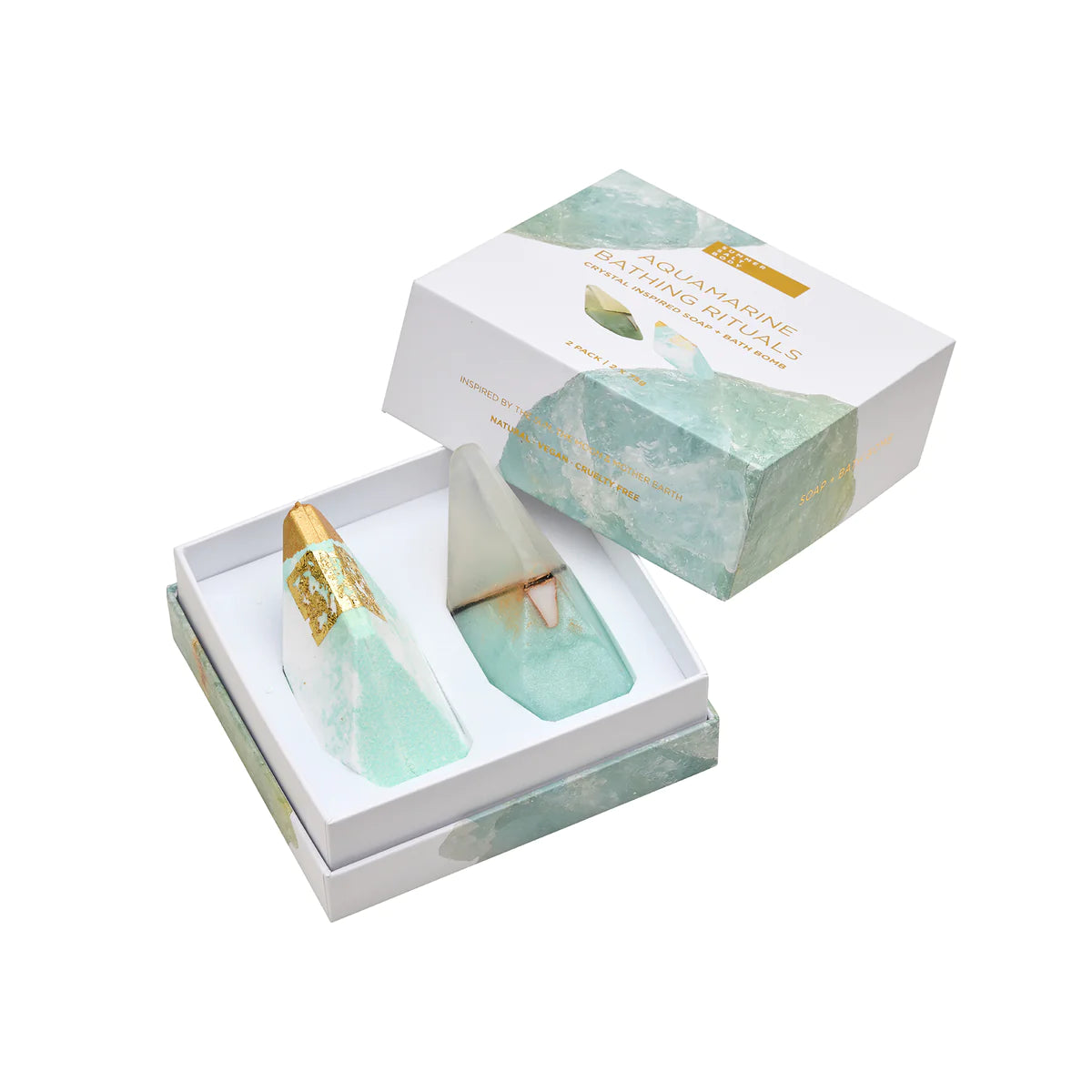 Aquamarine Bathing Rituals 2 Pack ~ Bath Bomb & Crystal Soap