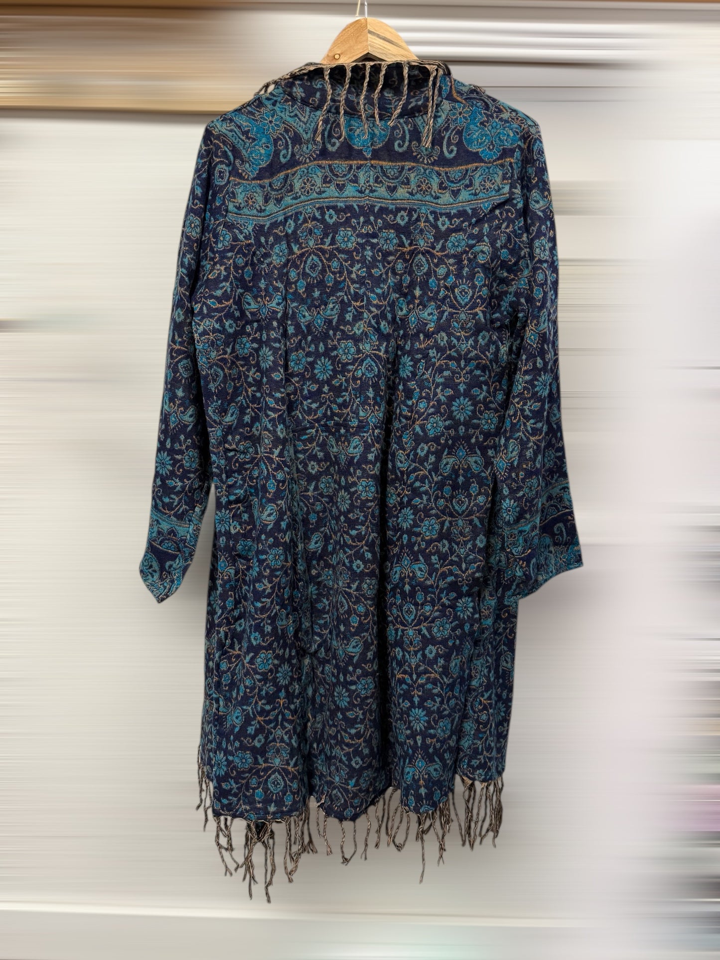 Paisley Wool Long Cardigan Jacket