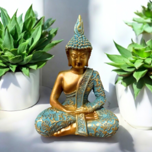 Aqua/Gold Resting Rulai Buddha