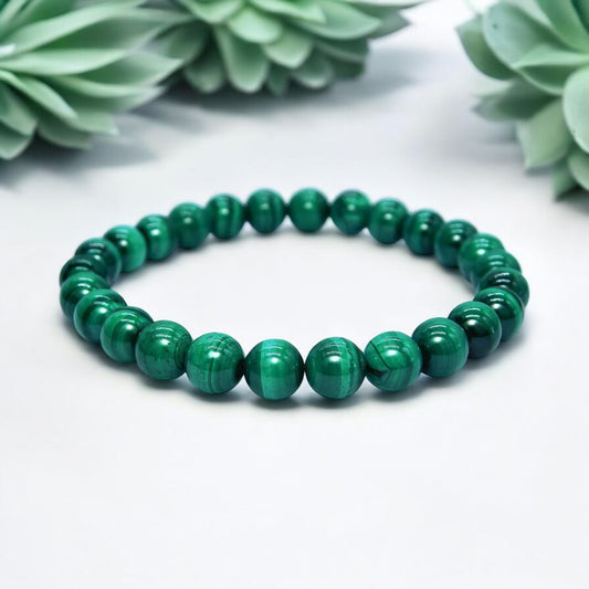 Malachite Bead Crystal Bracelet