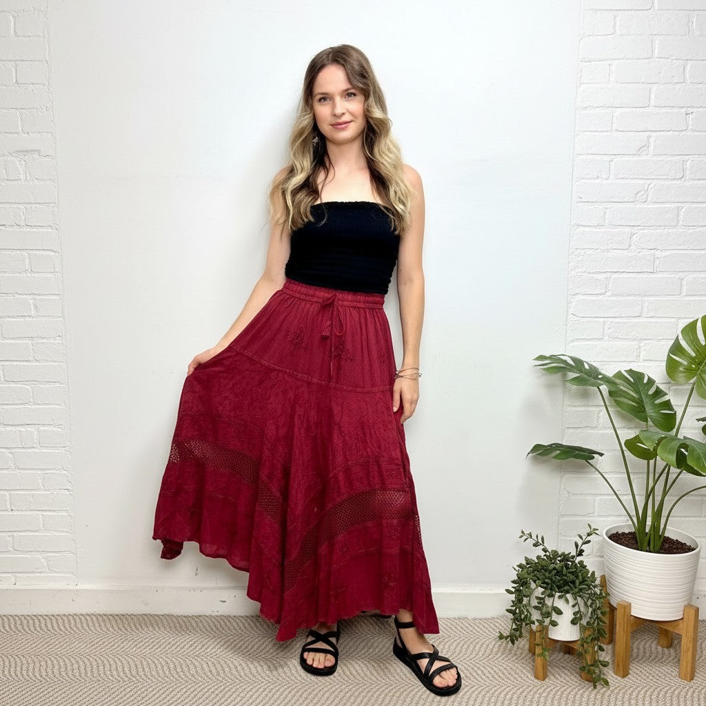 Luna Stonewash Bohemian Skirt