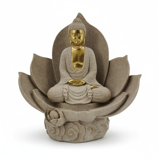 Sitting Buddha in Lotus Flower Statue