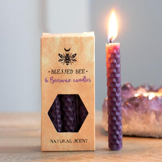 Bees Wax Set of 6 Purple Spell Candles