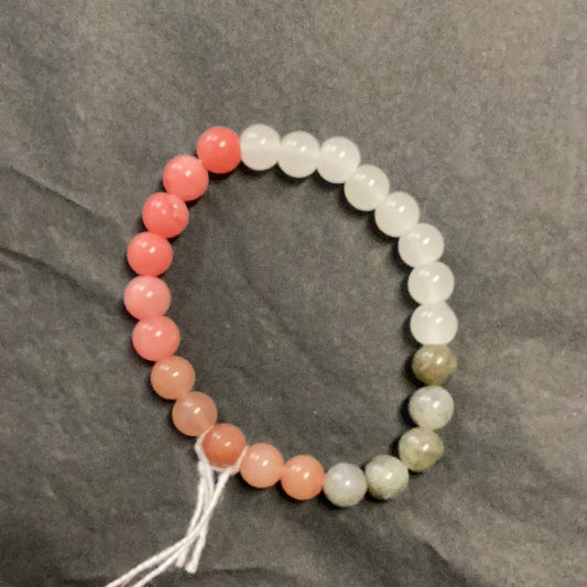 SELF LOVE ~ Clear Quartz, Sunstone, Strawberry Quartz and Labradorite Bead Bracelet